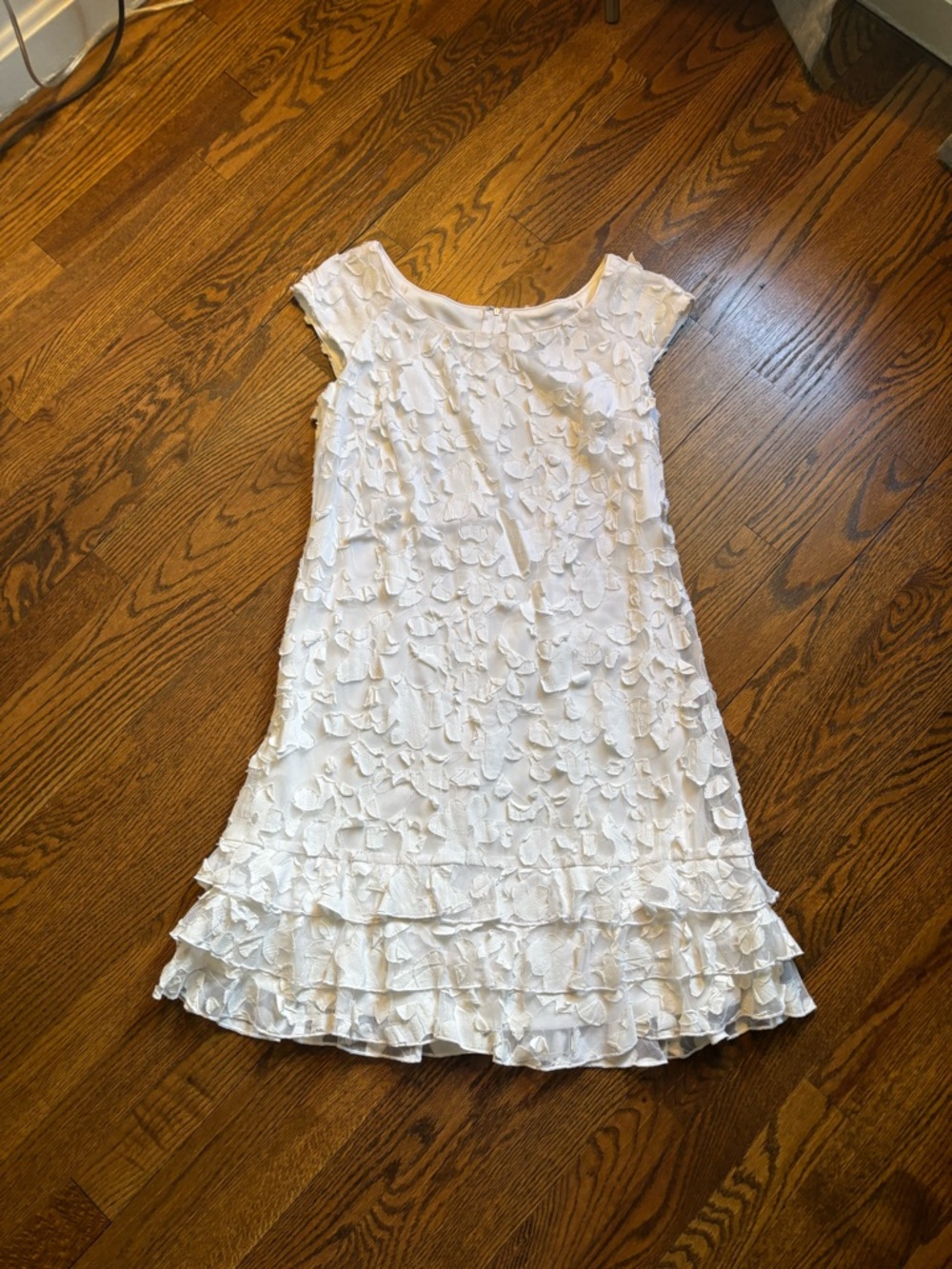 new directions White Petal-Applique Ruffle Hem Girls Dress